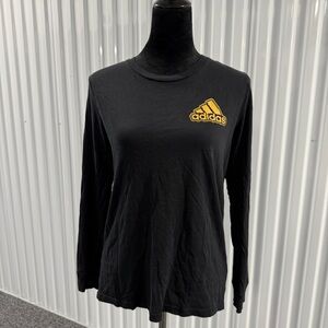adidas Originals Black Long Sleeve Tee with Gold Logo